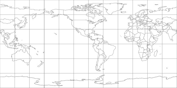 World Map-Equidistant Cylindrical Projection