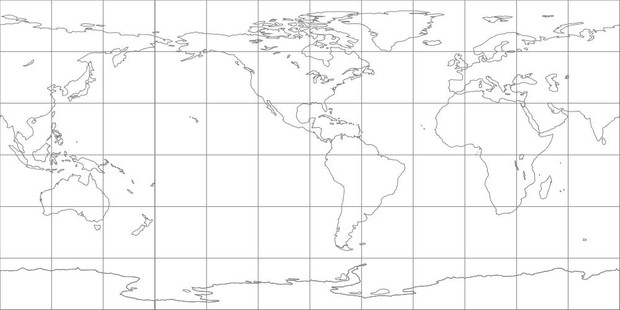 World Map-Equidistant Cylindrical Projection