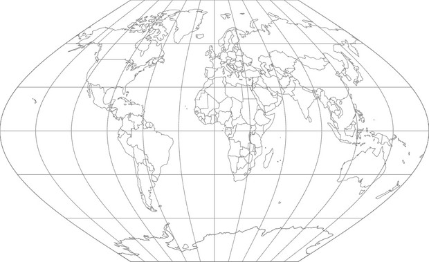 World Map-Winkel I Projection