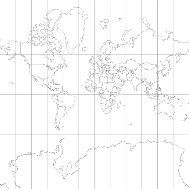 World Map-Mercator Projection