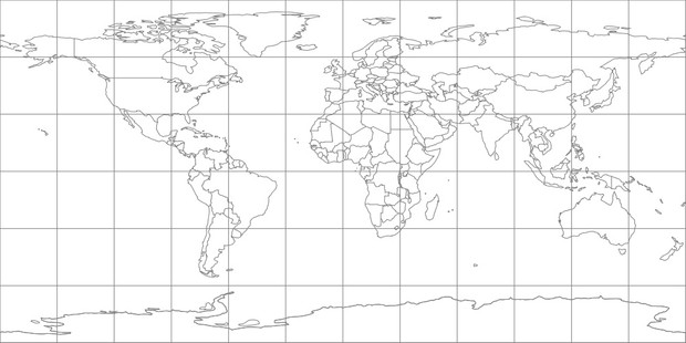 World Map-Equidistant Cylindrical Projection