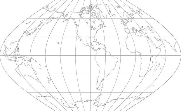 World Map-Winkel I Projection