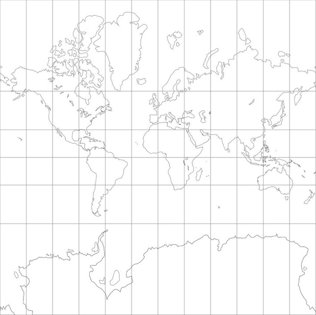 World Map-Mercator Projection