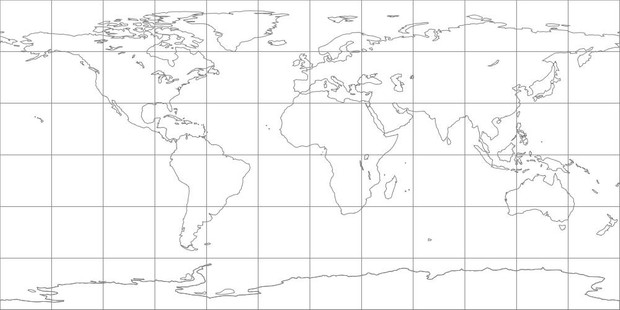 World Map-Equidistant Cylindrical Projection