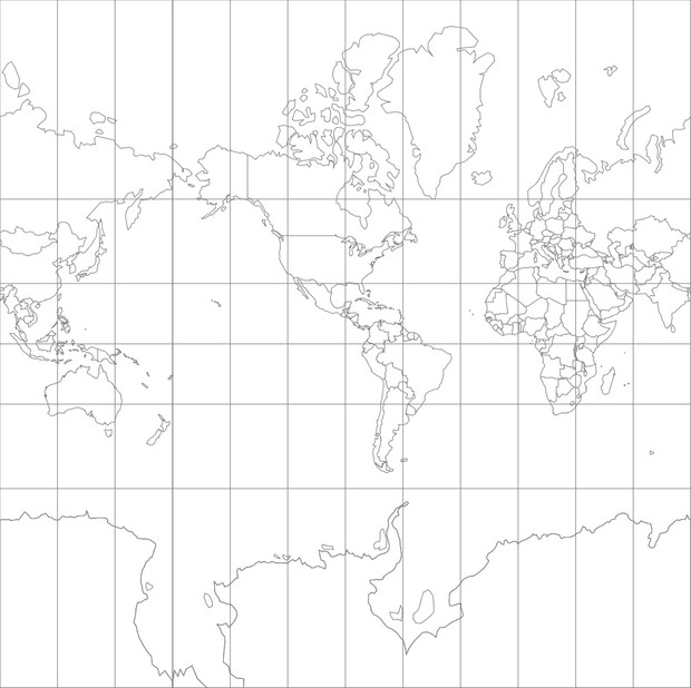 World Map-Mercator Projection