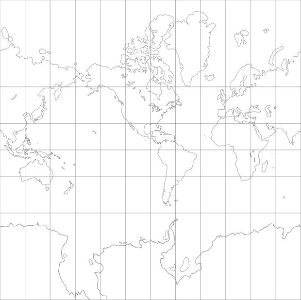 World Map-Mercator Projection