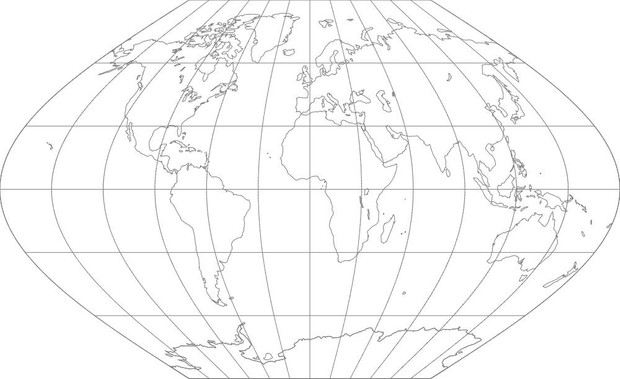 World Map-Winkel I Projection