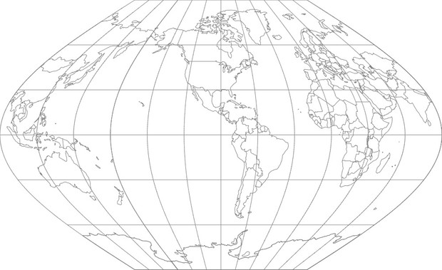 World Map-Winkel I Projection