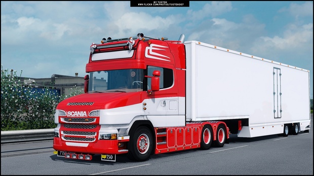 Scania V8 T Red Custom ETS 2 + Trailer