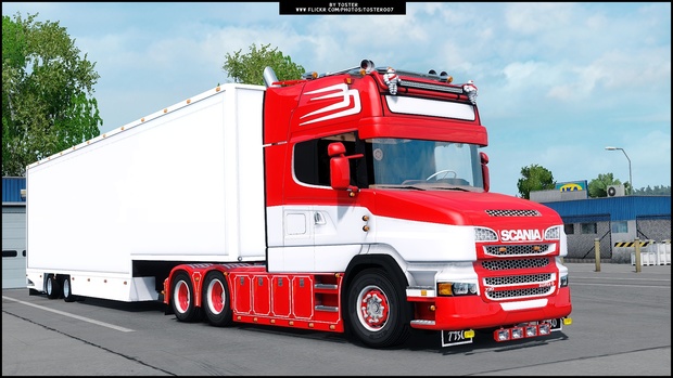 Scania V8 T Red Custom ETS 2 + Trailer
