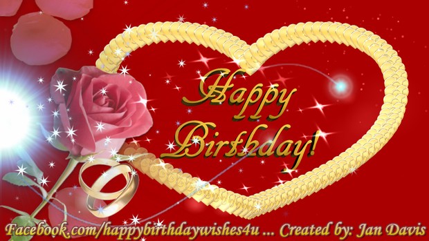 Rose & Heart Happy Birthday Wishes