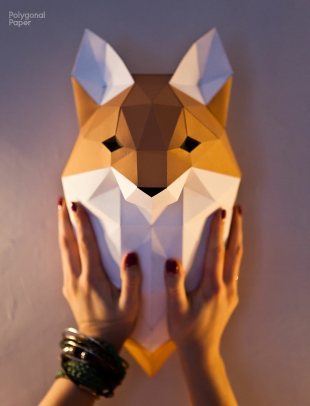 2D Paper Fox Head Template ENG/RUS/FRA