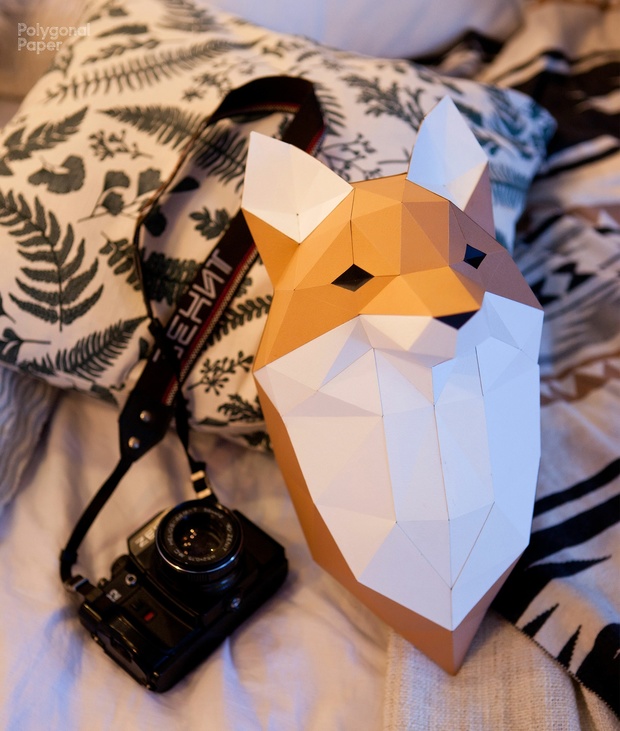 2D Paper Fox Head Template ENG/RUS/FRA