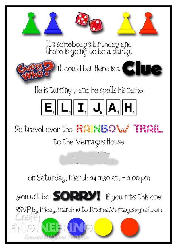 Board Game Party Invitation