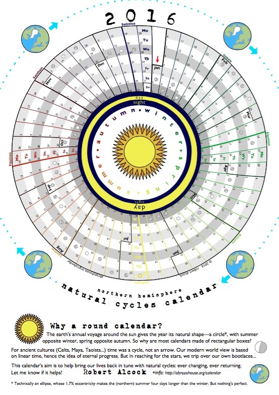 2016 Circular Calendar celebrating natural cycles