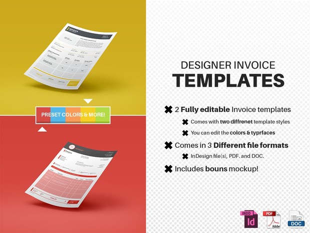 Designer Invoice templates (2x Styles)