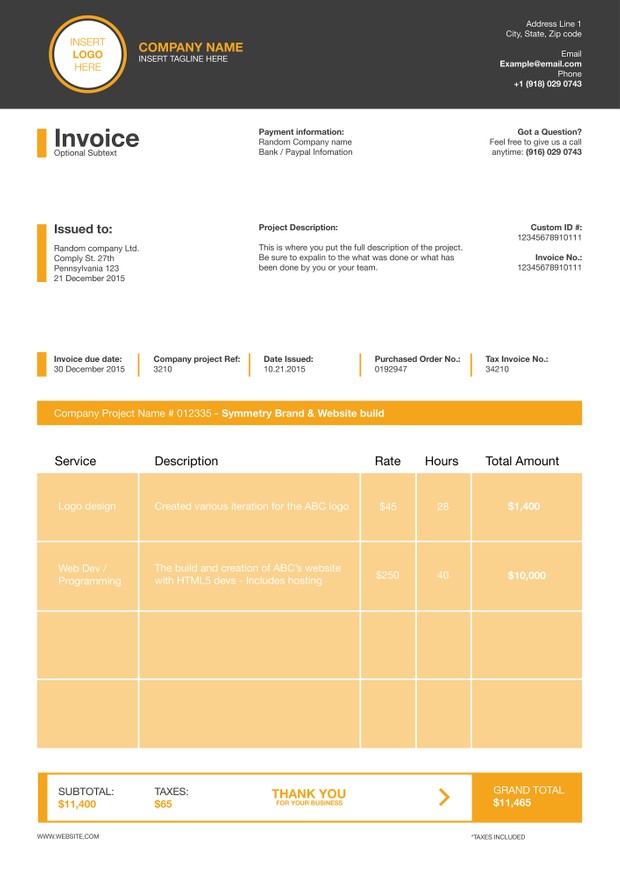 Designer Invoice templates (2x Styles)