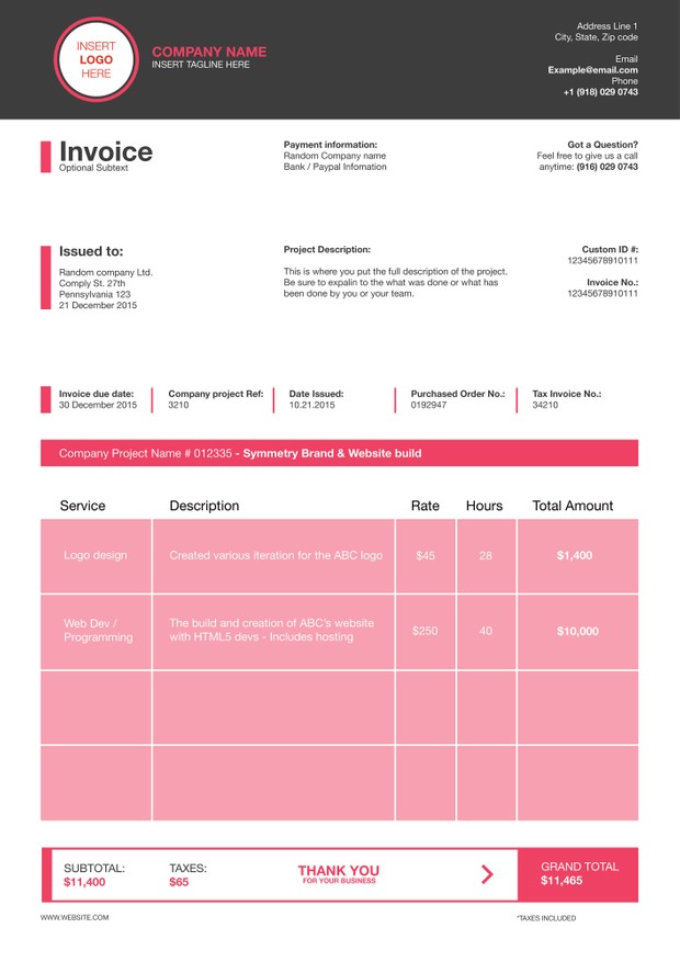 Designer Invoice templates (2x Styles)