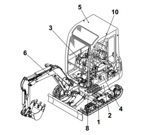 Takeuchi Job TB1200 AL Compact Excavator With Dozer Blade Parts Manual