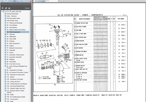 FORD FALCON 1984-1987 XF FAIRLANE ZL LTD FE PARTS CATALOGUE