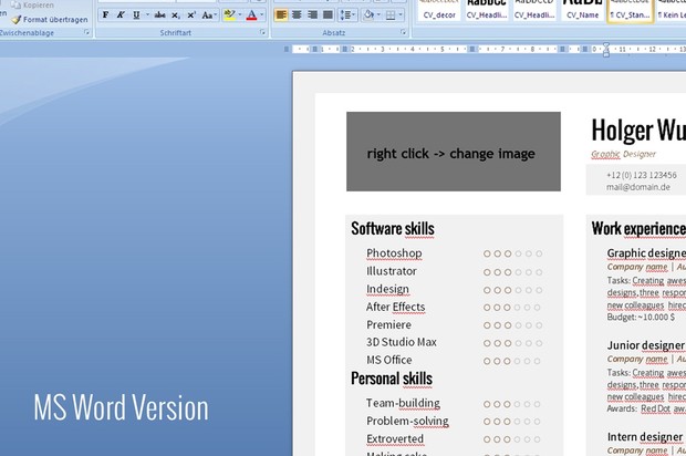 CV, cover letter, portfolio template