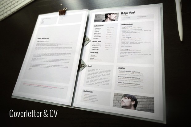 CV, cover letter, portfolio template