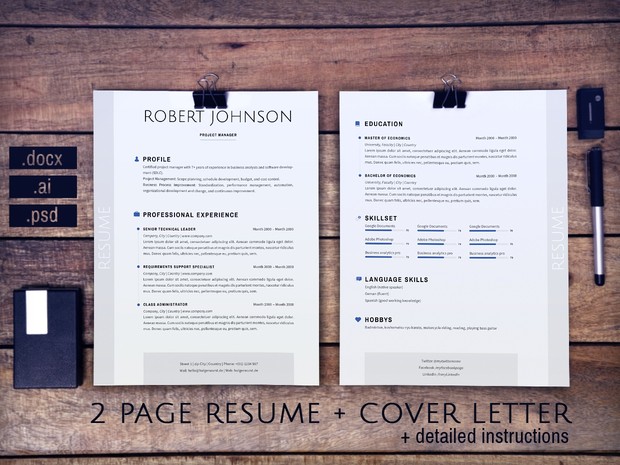 2 pages resume and cover letter USA