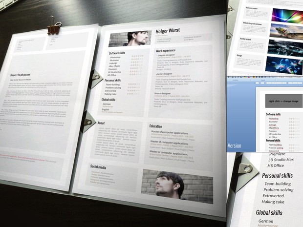 CV, cover letter, portfolio template