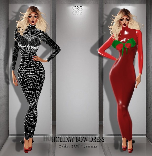 HD Bow Dress Full Pack IMVU MESH
