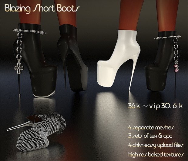 Blazing Short Boots Full Pack IMVU MESH