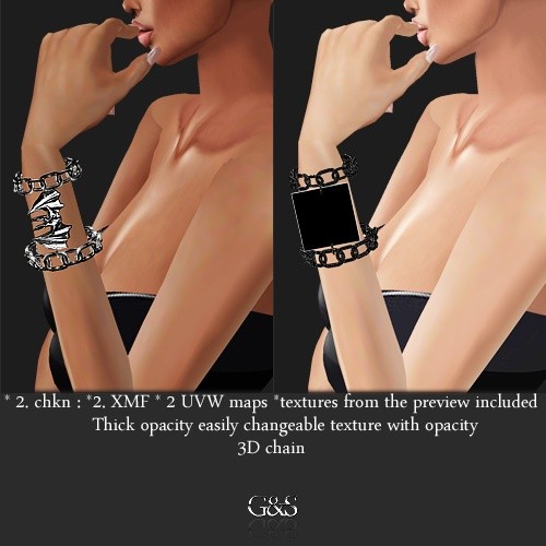 3D Chained Bracelets L&R Pack IMVU MESH
