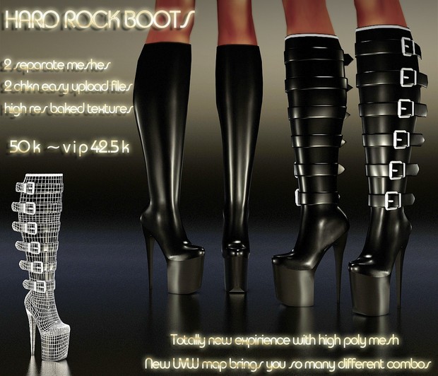 Hard Rock Boots Full Pack IMVU MESH