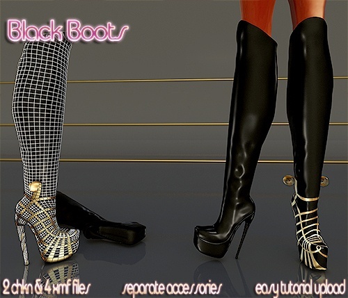 Black Boots Full pack IMVU MESH
