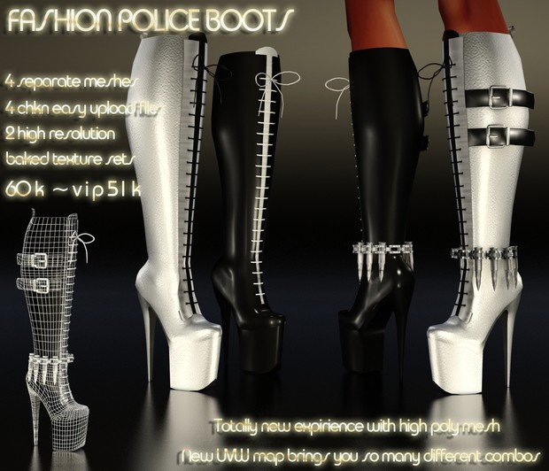 Fashion Police Boots Full Pack IMVU MESH