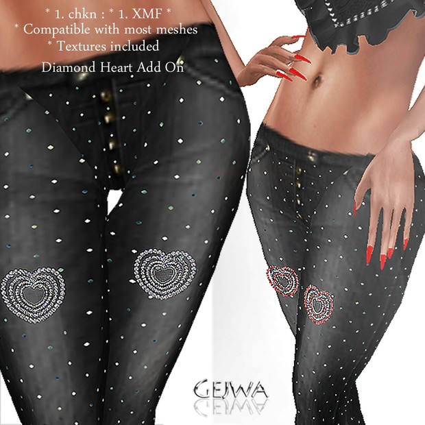 Diamond Heart AddOn IMVU MESH & TEXTURE