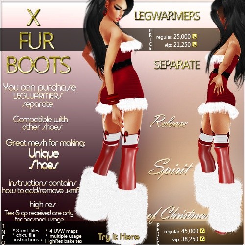 X Fur Boots Full Pack IMVU MESH