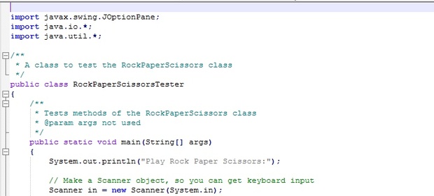 Extra Credit Assignment 1: Rock – Paper – Scissors Java Implementation