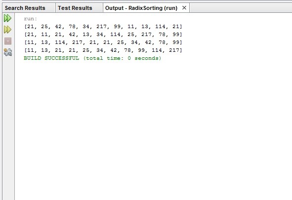 Java Program to implement Radix Sort Algorithm and displaying the step by step sorting