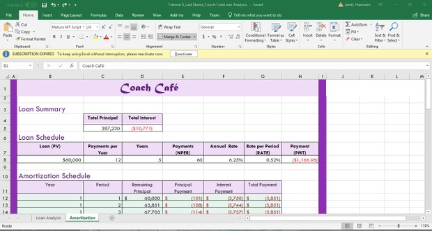 Coach Café Excel Project Download Now