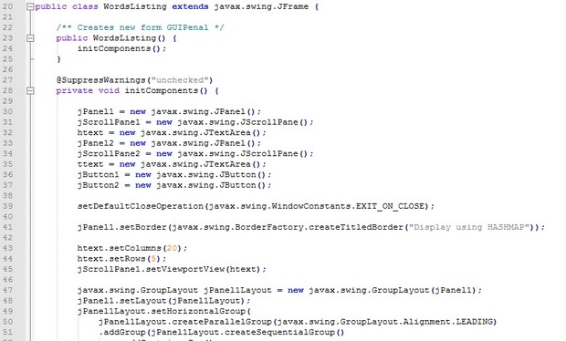 Hash Map and Tree Map for words listing from .txt file using Java GUI CSCI 212 – Project 4