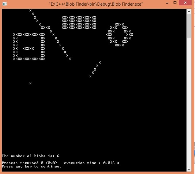 Blob Finder implementation in C++ Assignment - 4 COP3010 Programming I in C/C++