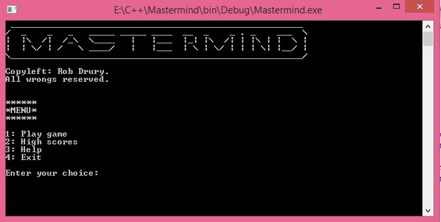 2015 Fall Computer Science I Program #3: Mastermind