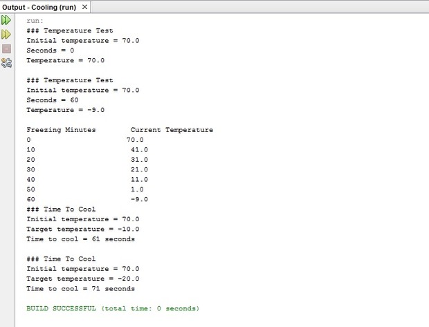Cooling/Freezing Temperature Program in Java source code