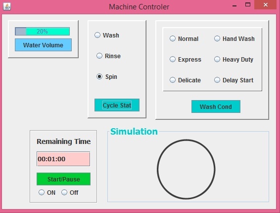 Washing Machine Controller GUI in Java programming - Flinders University