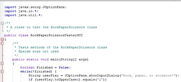 Extra Credit Assignment 1: Rock – Paper – Scissors Java Implementation