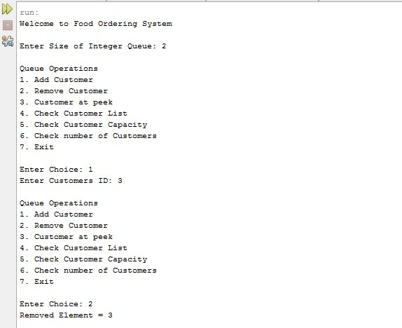 Food Ordering System project in Java using Queue Data Structure