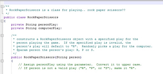 Extra Credit Assignment 1: Rock – Paper – Scissors Java Implementation