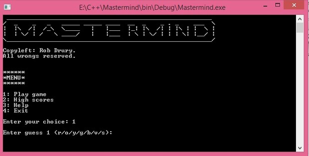2015 Fall Computer Science I Program #3: Mastermind