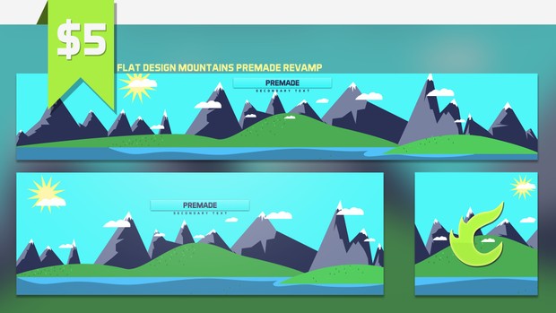 Flat Design Mountains Premade Revamp