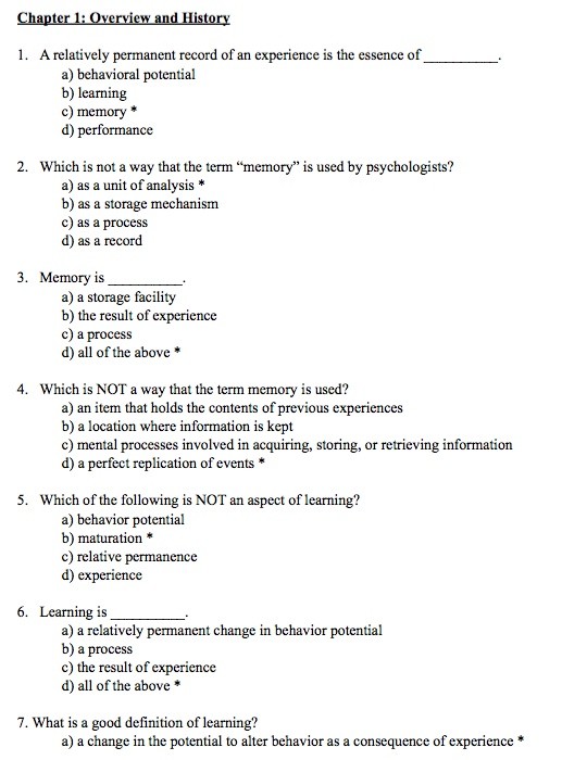 Human Memory - Radvansky test banks Ch. 1 - 16 + solutions